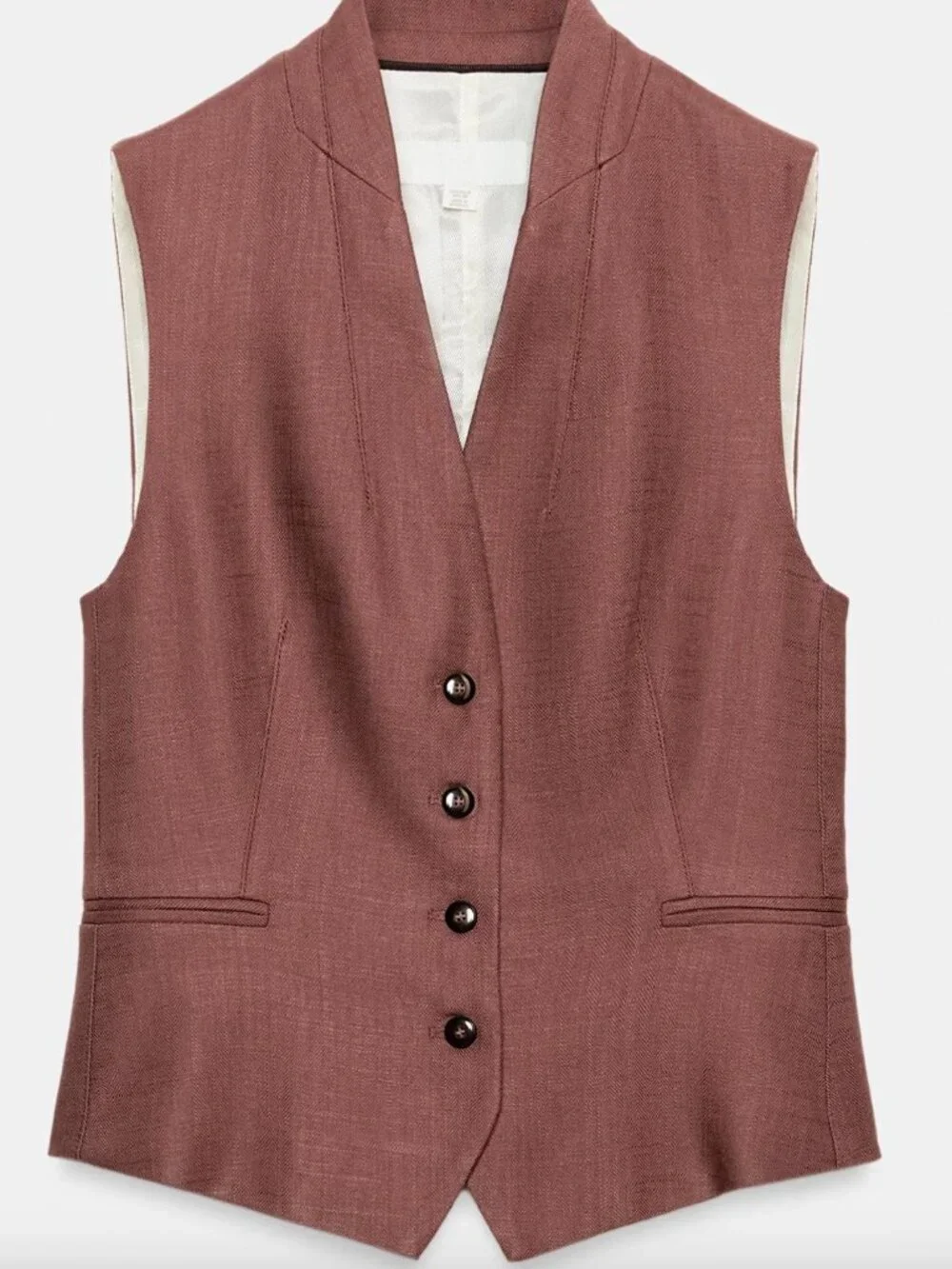 Minimalist Chic Spring Staple Marsala Linen Blend Vest Medium Zara NWT - Picture 1 of 11